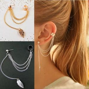 2/$10 NEW! Leaf Tassel Earrings Cuff Dainty Cute Boho